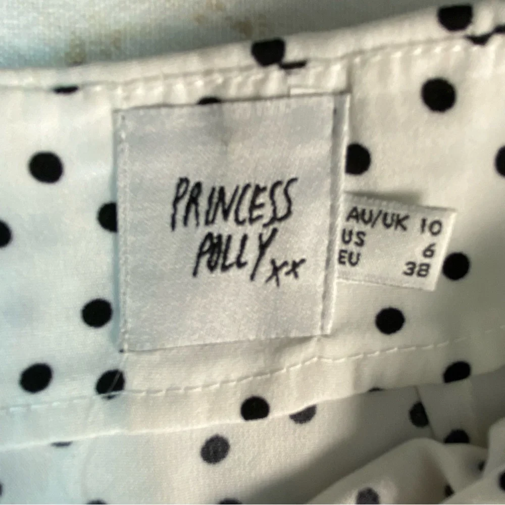 Princess Polly Polka Dot Ruffle Mini Skirt Wrap Tie White Black 6